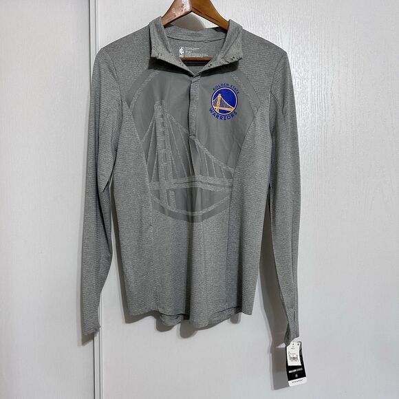 NBA Golden State Warriors Men 1/4 Snap Button Long Sleeve Fitted Shirt Sz Small - Picture 1 of 9